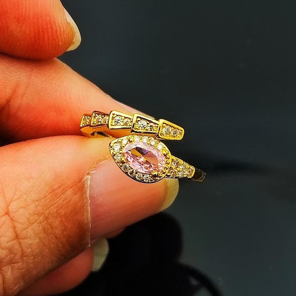 Jewelry Oval Egg Zircon Snake Ring Inlaid Egg Surface Zircon Snake Ring Ring
