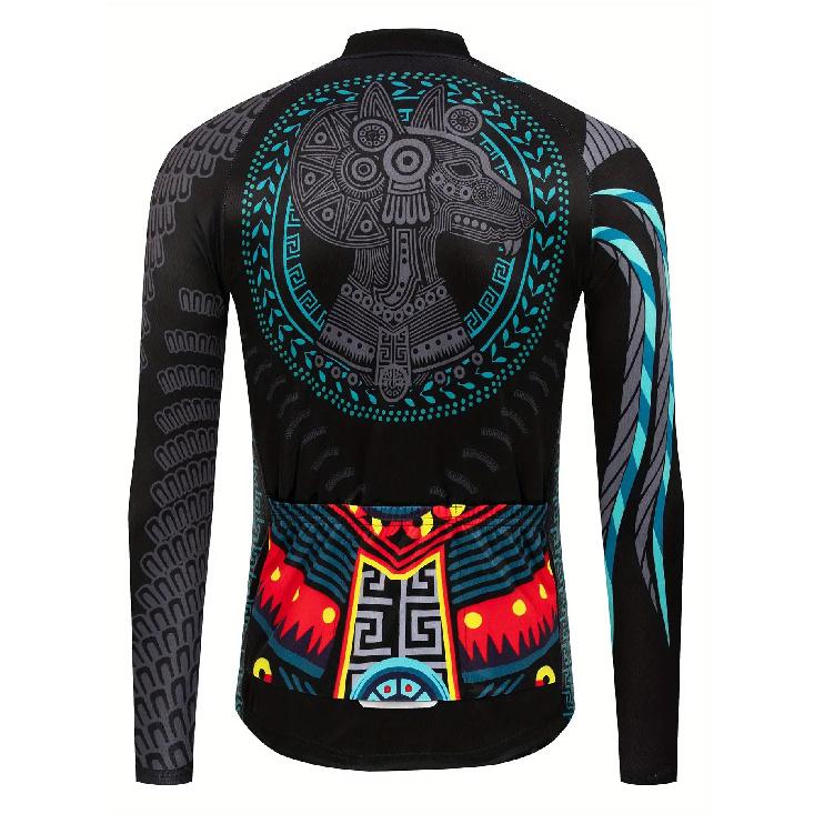 Fato de Ciclismo de Manga Comprida com Design de Zíper Antideslizante para Bicicletas de Montanha e Bicicletas de Estrada, Roupa Absorvente de Suor e de Secagem Rápida