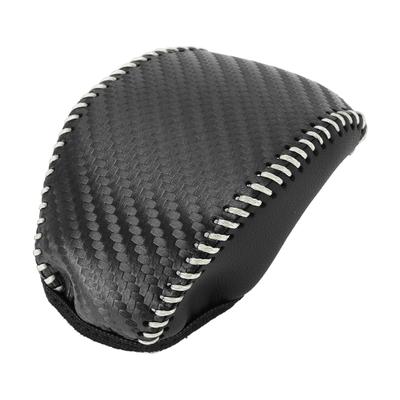 HOPESPANNER Stick Shift Handle Gear Shift Knob Cover for Toyota RAV4 Black Carbon Fiber with Beige Faux Leather 1-Piece Protector, Anti-Slip