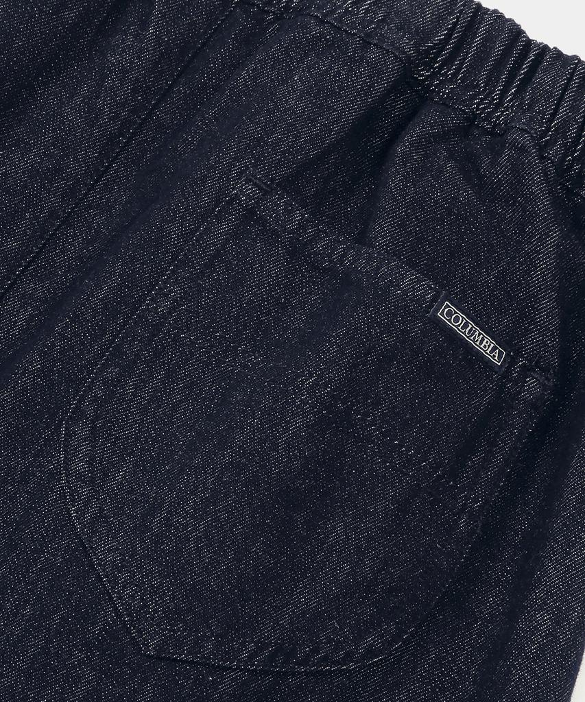 Columbia University All-Round Pleats Denim Long Skirts Indigo Denim