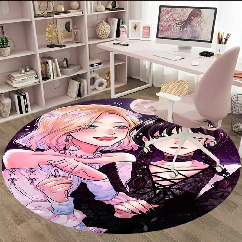 1pc Addams Family Wednesday6 Print Round Carpet Chair Round Carpet Suitable for Bedroom Living Room Home Decorative Carpet