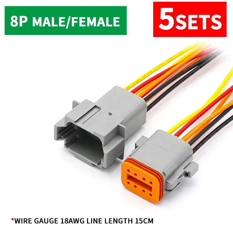 5 Sets Deutsch DT connector with 15cm Wiring harness DT06-2S/DT04-2P 2P 3P 4P 6P 8P 12P waterproof electrical connector