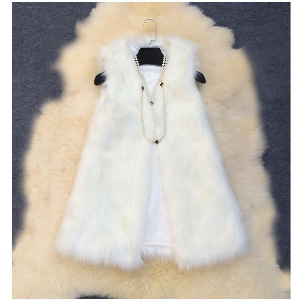 Γιλέκο Γούνας Γυναικείο Μεσαίο και Μακρύ Φθινοπωρινό και Χειμερινό Απομίμηση Γούνας Αλεπούς Μοντέρνο Γιλέκο Πάχος Ζεστό Γούνινο Παλτό