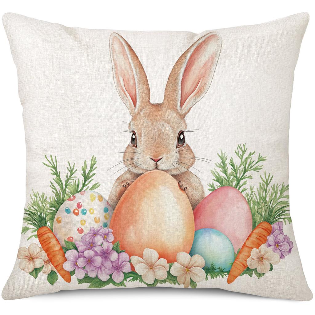 2026 New Easter Bunny Fashion Cartoon Furniture Decoration Double sided Printed Pillowcase Sofa Waist Cushion Cover