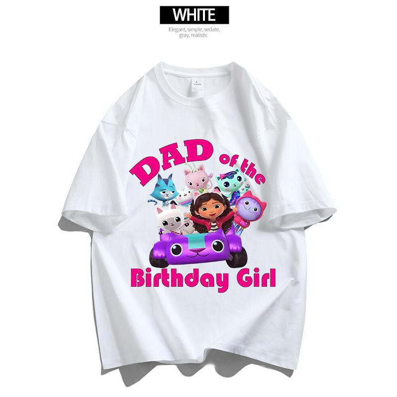 Gabby Dollhouses Dad Mom T-Shirt Adult Top Man Woman Summer Parent-child Clothing Tee Family Clothes Cartoon Anime Birthday Gift