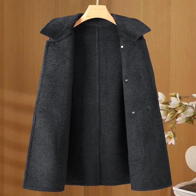 Middle Age Women's Long Wool Coats and Mixtures Plus Size Autumn Outerwears Elegant Loose Lady Jackets