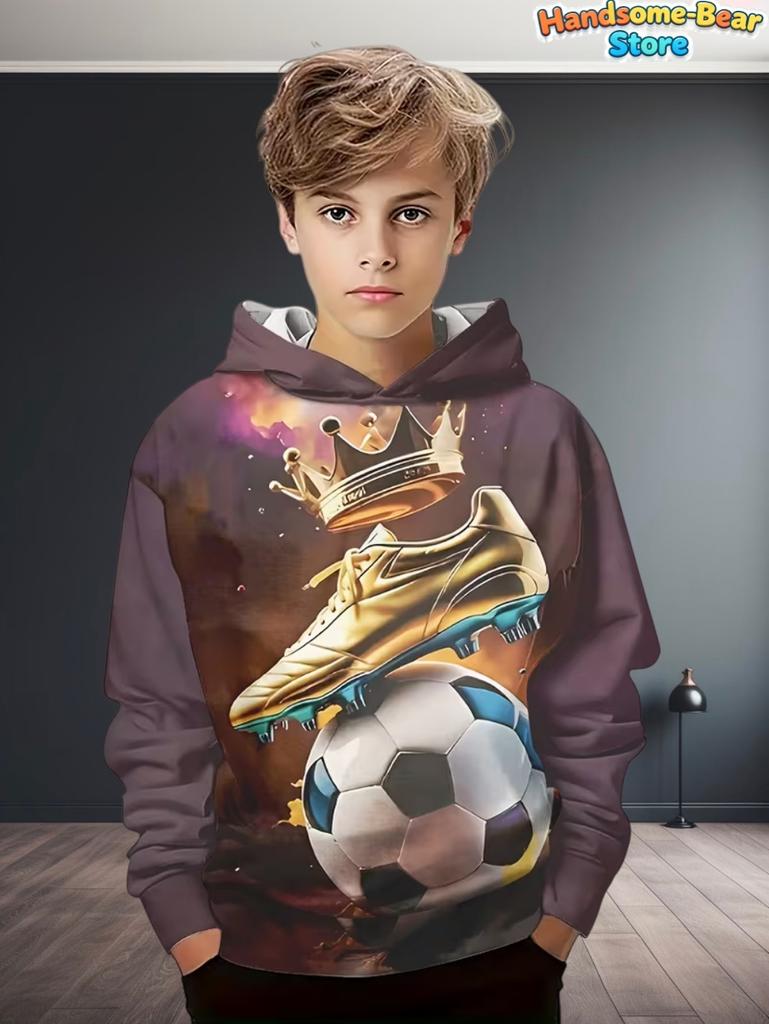 Kids Clothes Boys Hoodies Long Sleeve 3D Football Print Children Spring Fall Clothes Casual Outdoor Active Boys Clothing Tops