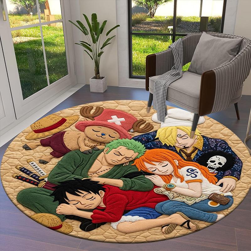 One Piece Art Round Area Rug Carpet Rug For Living Room Bedroom Sofa Playroom Decor Nonslip Floor Mat
