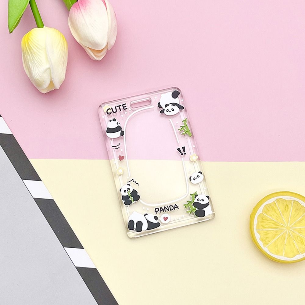 Bear Cartoon Acrylic Card Holder Rabbit Lanyard Bus Card Box Cute Rabbit Card Case Outdoor