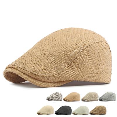 Strohhut Herren Sommer Sonnenschutzhut Britische Retro Baskenmütze Damen Forward Hat Newsboy Caps Schiebermütze Driver Ivy Hat Gatsby Malerhüte