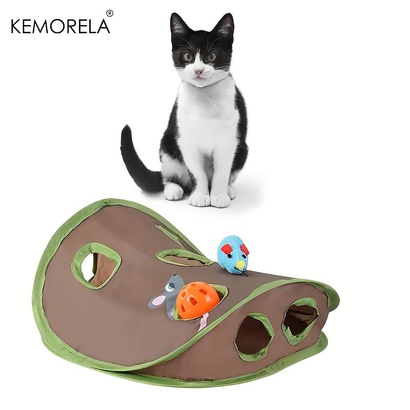 KEMORELA Gatto Animale Carino Gioco Interattivo Nascondino 9 Buche Tunnel Caccia al Topo Giocattolo per l'Intelligenza Animale Nascosto Gatto Giocattoli Pieghevoli