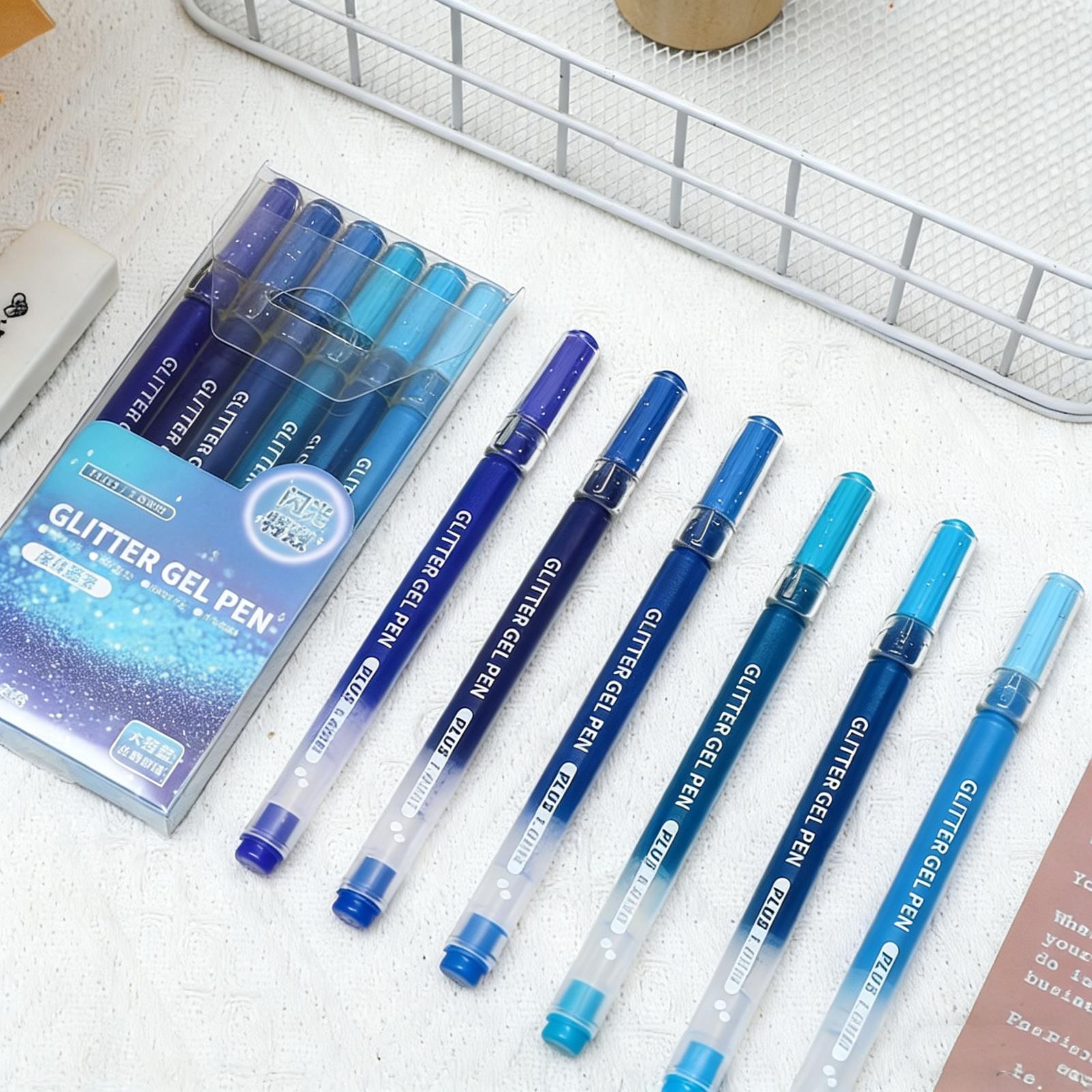 

Set of 6-24 Metallic Glitter Gel Pens 1.0 mm Color Ballpoint Pen Book Card Long Lasting Writing Drawing Marking Coloring DIY Art синий