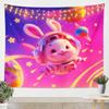 Dreamy Pastel Cloud Tapestry, Colorful Candy Sky with Glitter Stars Design, Bohemian Wall Art for Teen Room & Nursery