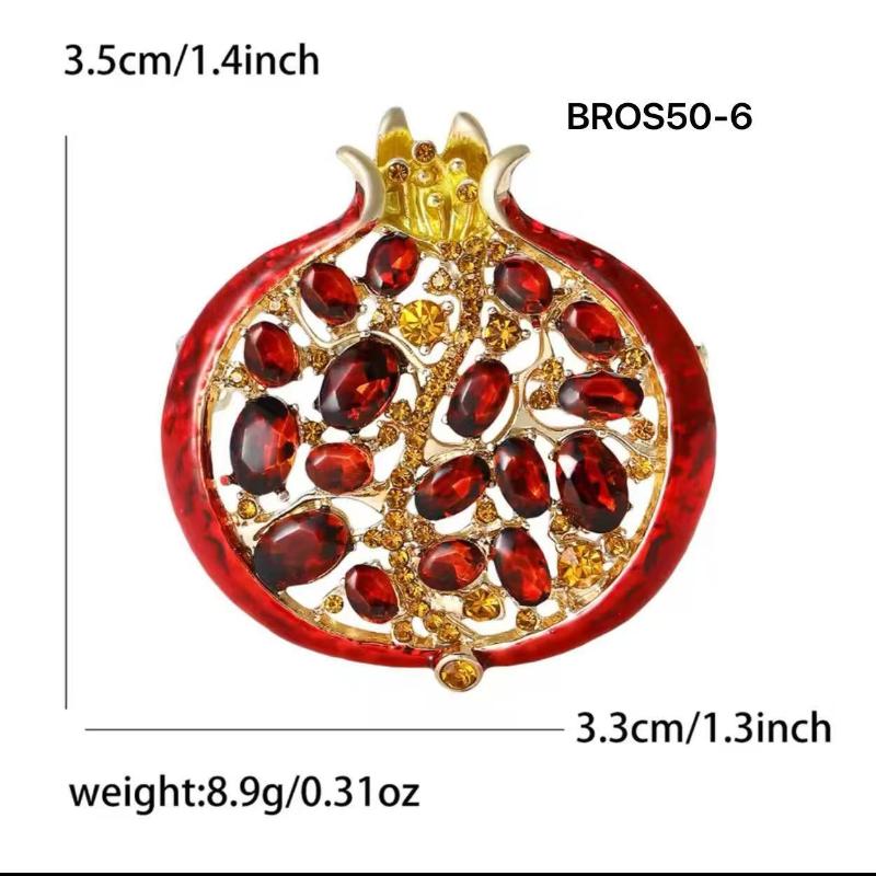 Elegant Enamel Pomegranate Brooch with Rhinestones, Stylish Unisex Pin, Perfect Gift for Friends & Daily Wear