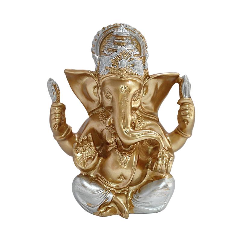 

1PC Elephant Trunk God Ornament Idol Decoration Craft Lotus Religious Statues Gift Gilded Handmade Resin Faith розового золота
