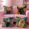 Edvard Munch The Scream Abstract Cushion Cover Plush Fabric Soft Double-Sided Printed Sofa Warm Winter Home Gift Pillow Cover