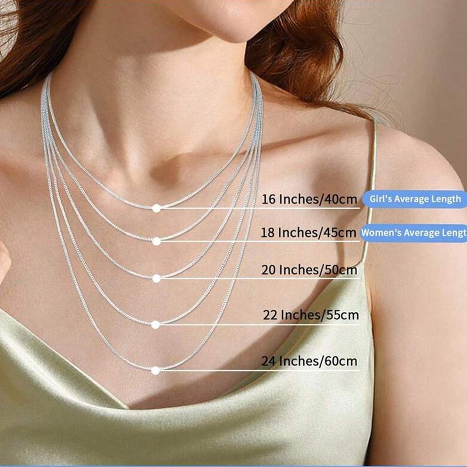 BAMOER Solid Gold Over 925 Silver Chain Necklace for Women Girls, Stackable Round Snake Chain For Daily DIY Pairing