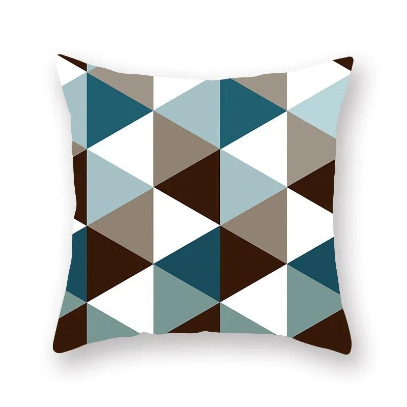 Abstract Geometric Pillowcase Flowers Leaves Teal Sofa Car Bedroom Home Decor Pillow Cushion Cover