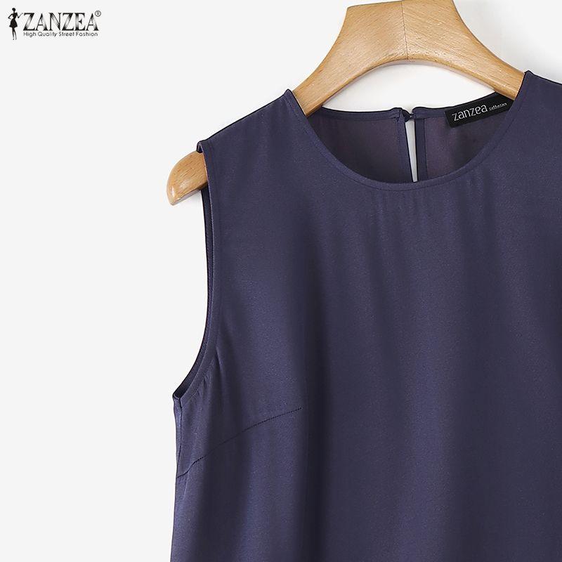 ZANZEA Women Casual Round Neck Summer Sleeveless Tank Tops