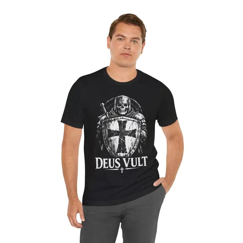 Deus Vult Skeleton Crusader Shield Cross T Shirt | Christian Knight, Templar S разноцветный