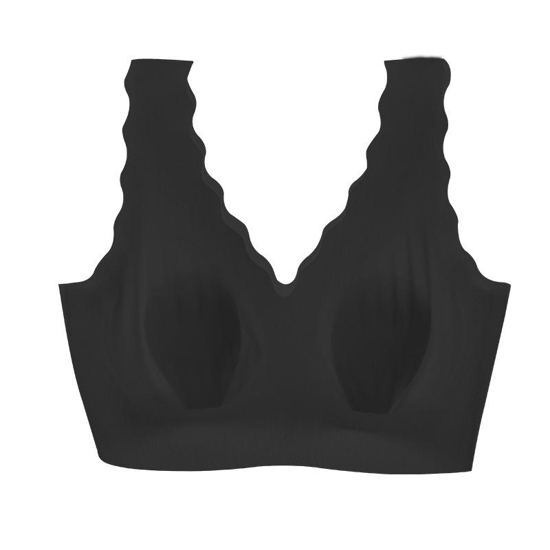 Summer Thin Seamless Rabbit Ear Bra Set for Women - Small Cup, Ice Silk, Wave Edge Design