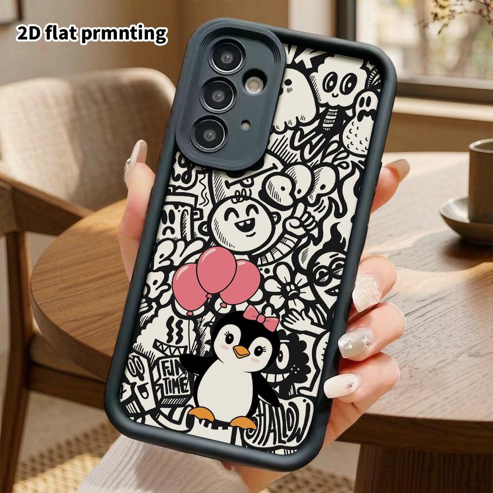 Phone Case: 2D Flat Samsung Galaxy A34 A35 M05 M06 S20 S22 S21 FE Plus 5G Protective Case, Penguin, Christmas and Halloween Gift