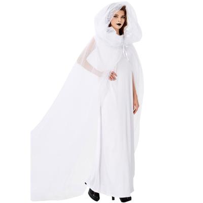 Halloween White Ghost Bride Costume, Masquerade Ghost Festival Vampire Cape Dress Costume