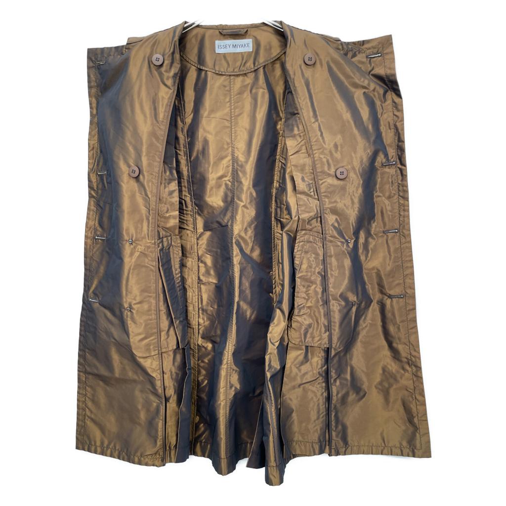 ISSEY MIYAKE IM33FA510 Bronze Metallic Color Zipper Design Trench Coat Coat 3 bronzeUsed