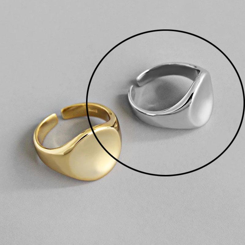 925 Silver Rings For Women Hollow Out Gold Color Temperament Personality Fashion Female Trendy Resizable Opening Rings
