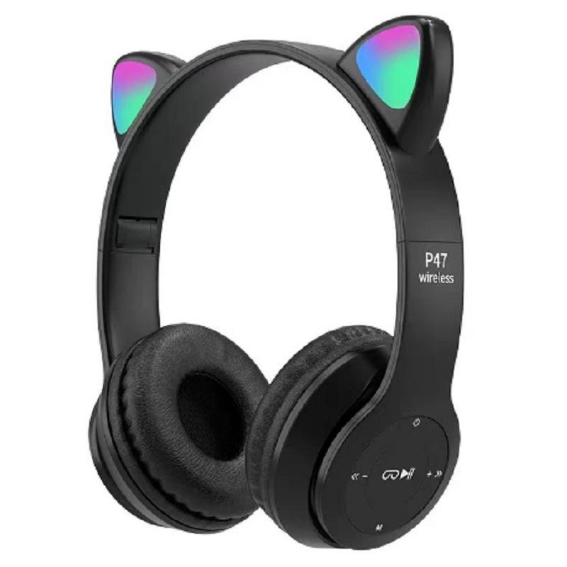 Cartoon Luminous Cat Ears Wireless Bluetooth Stereo Headphones P47M