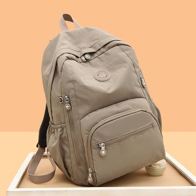 Nylon Backpack Solid Color Student School Baglarge Capacity Women's Travel Bag