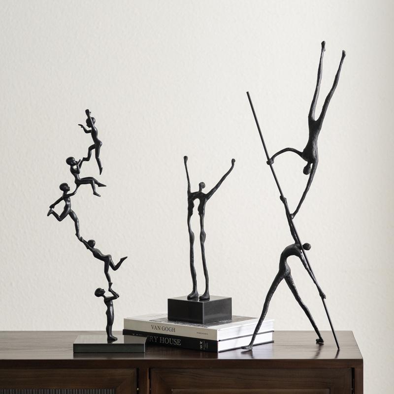 Metal Handicrafts Realistic Human Figure Sculpture Acrobatics Abstract Art Decorative Figurines Home Decoration Accessories