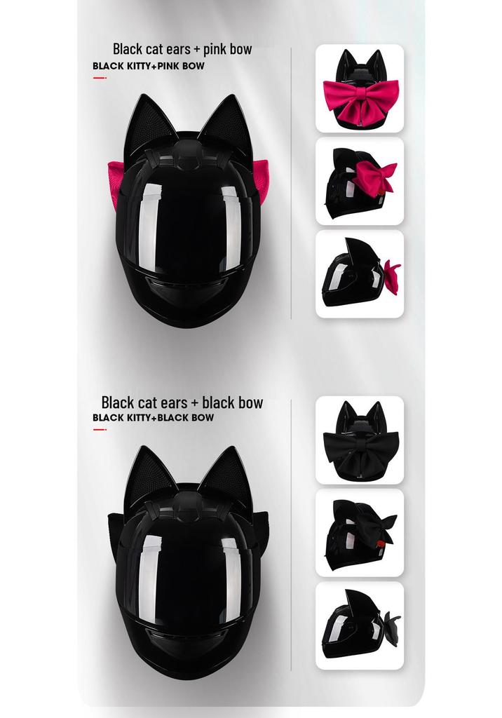 Women's Cat Ears Full Face Motorcycle Helmet for All Seasons