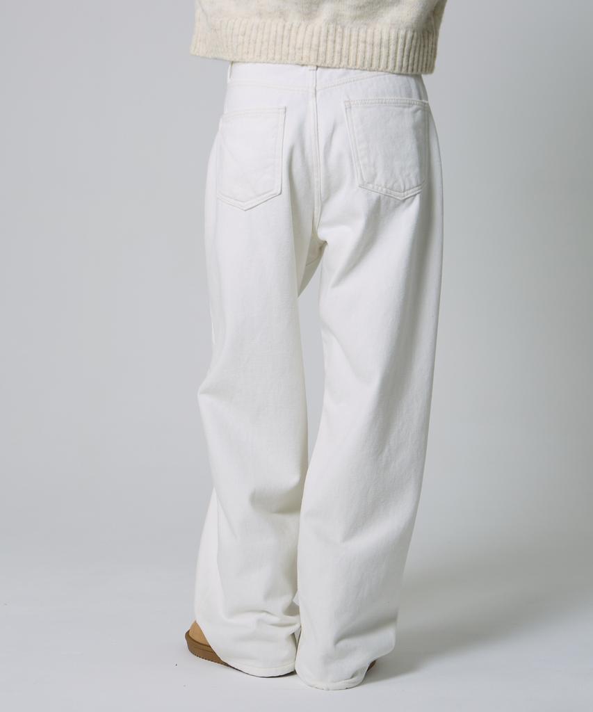 UNKNOWN PLANET [Fleece Version Added] Daily Wide Denim Pants White