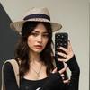 Woven Straw Hat Beach Sun Hat Hollows Out Sunhat Stylish Wide Border Hat for Casual Outings