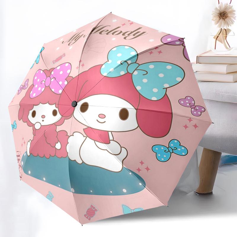 1pc My Melody Automatic Opening/Closing Umbrella with Portable Tri-Fold Design, 8-Bone Iron Frame, Outdoor, Gift for Fans, Travelers, Everyday Use, Pe
