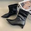 Eilyken Winter Pointed Toe Women Ankle Boots Fashion Back Ladies Slim SHort Shoes Low Heel Party Dress Pumps  Mujer