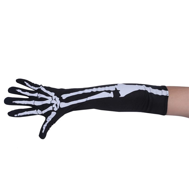 2025 Halloween Vita Skeletthandskar för Vuxen Skräckkostymfest Läskig Spökcosplay Utklädningsmaterial