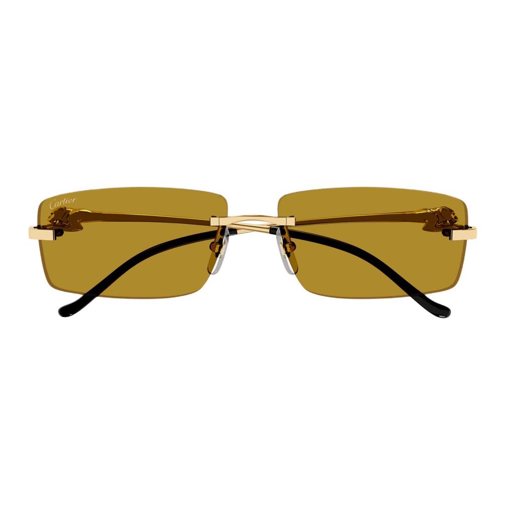 Cartier Leopard-Design Metall Rechteckige Sonnenbrille Unisex-Sonnenbrille Gold CT0430S003