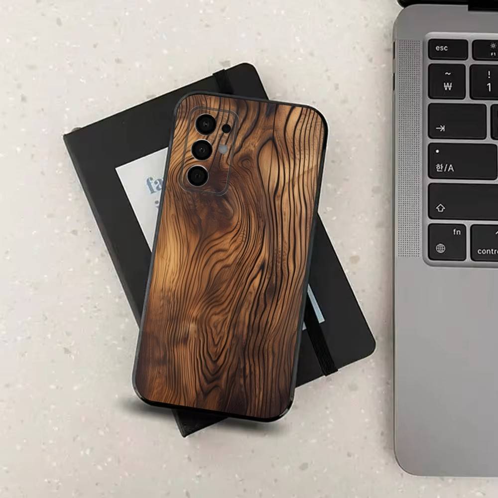 Wood Texture Natural Case For Samsung Galaxy A73,52,71,53,32,72,41,J7,22,Note,31,8,9,Soft Black Silicone Cover