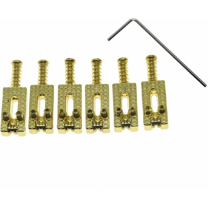 

KAISH Набор из 6 современных роликовых седел тремоло-бриджа для электрогитар Strat или Tele, хром золотой