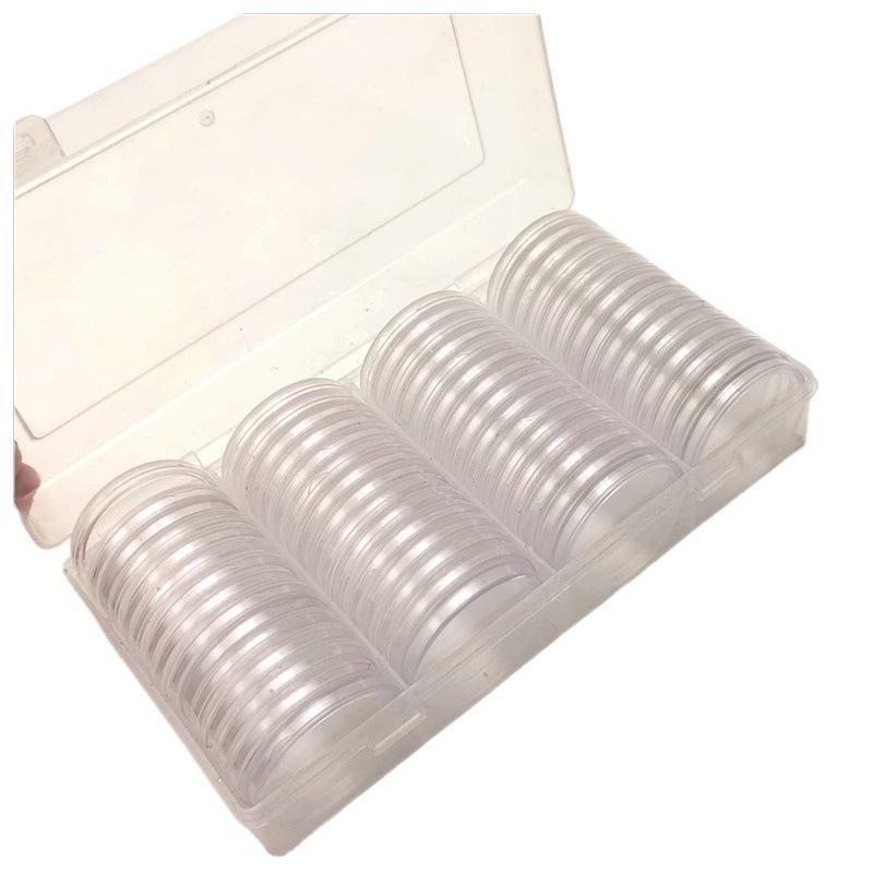 60-Pack 40mm Round Commemorative Coin Collection Boxes with Adjustable 30mm Inner Pads