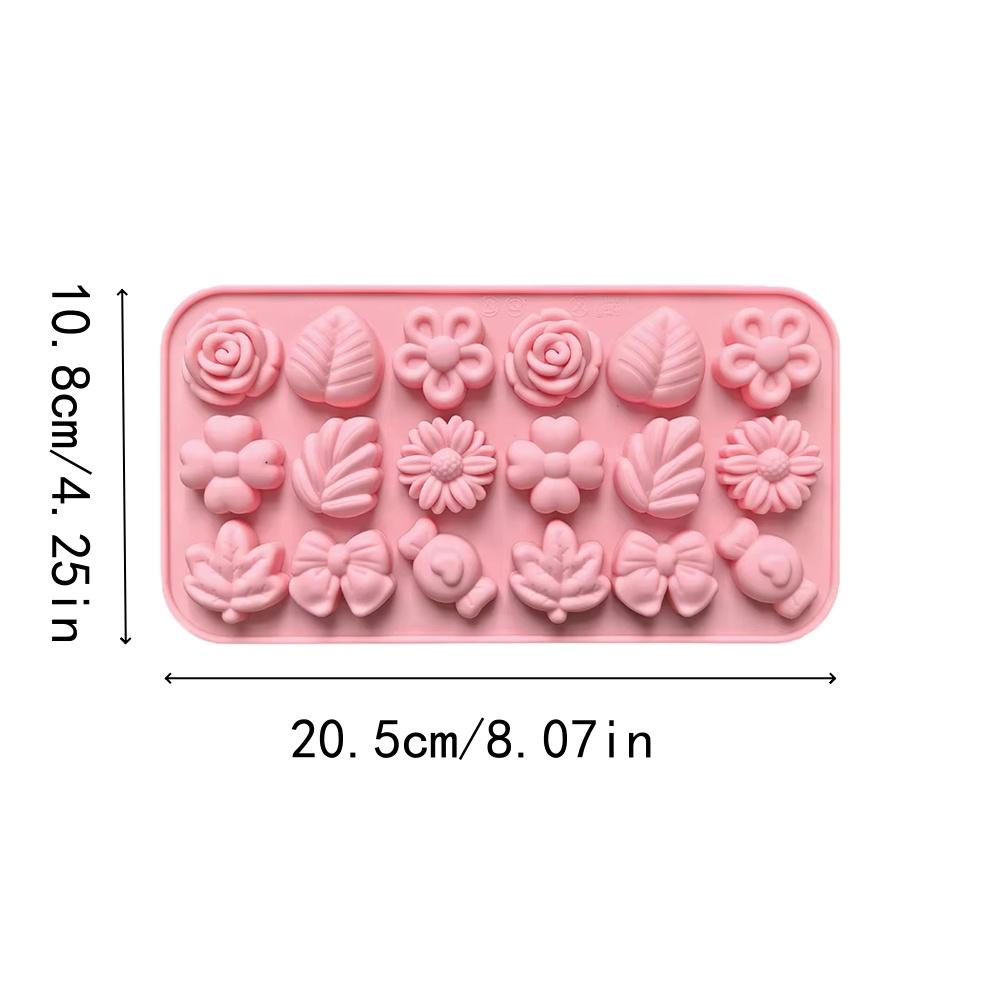 1-4PC 18-Cavity Flower Candy Silicone Mold Set Daisy Rose Leaf Bows Baking Mold For Cookies Chocolates Fondant Cake Flower Mold