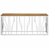 Coffee Table In Silver Stainless Steel and Solid Acacia Wood
