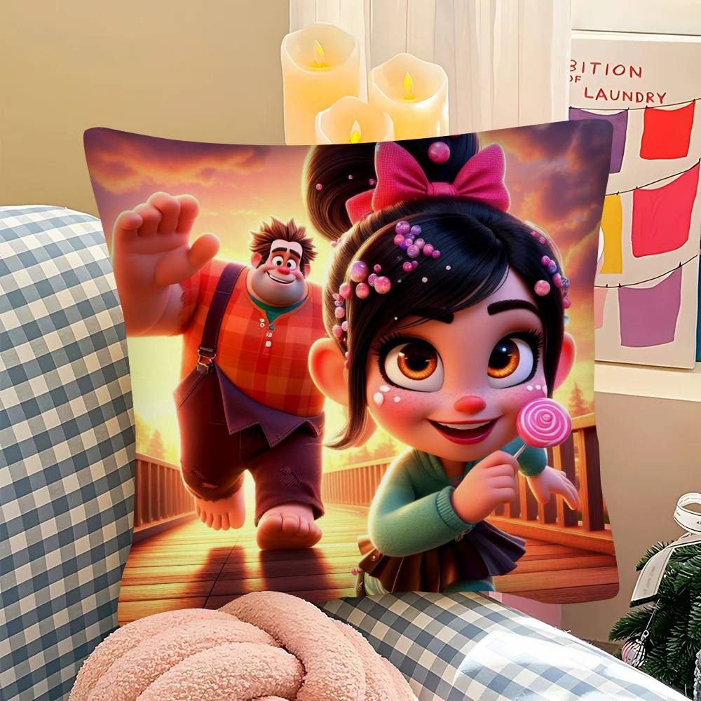 1Pc Cute A-Wreck-It Ralph-H Pillow Case Fashion Square Pillowcase Bedroom Sofa Room Ins Decoration Leisure