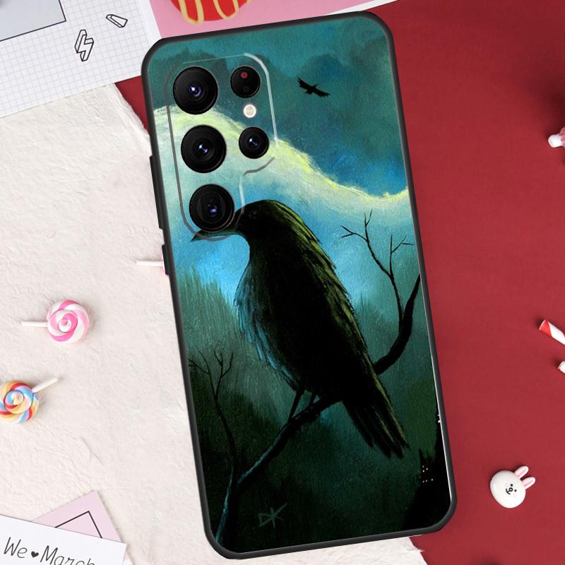 Raben Krähe Schädel Muster Hülle Für Samsung Galaxy S24 FE S20 FE S21 S22 S23 S25 S26 Ultra S10 Plus S25 FE Abdeckung Schale