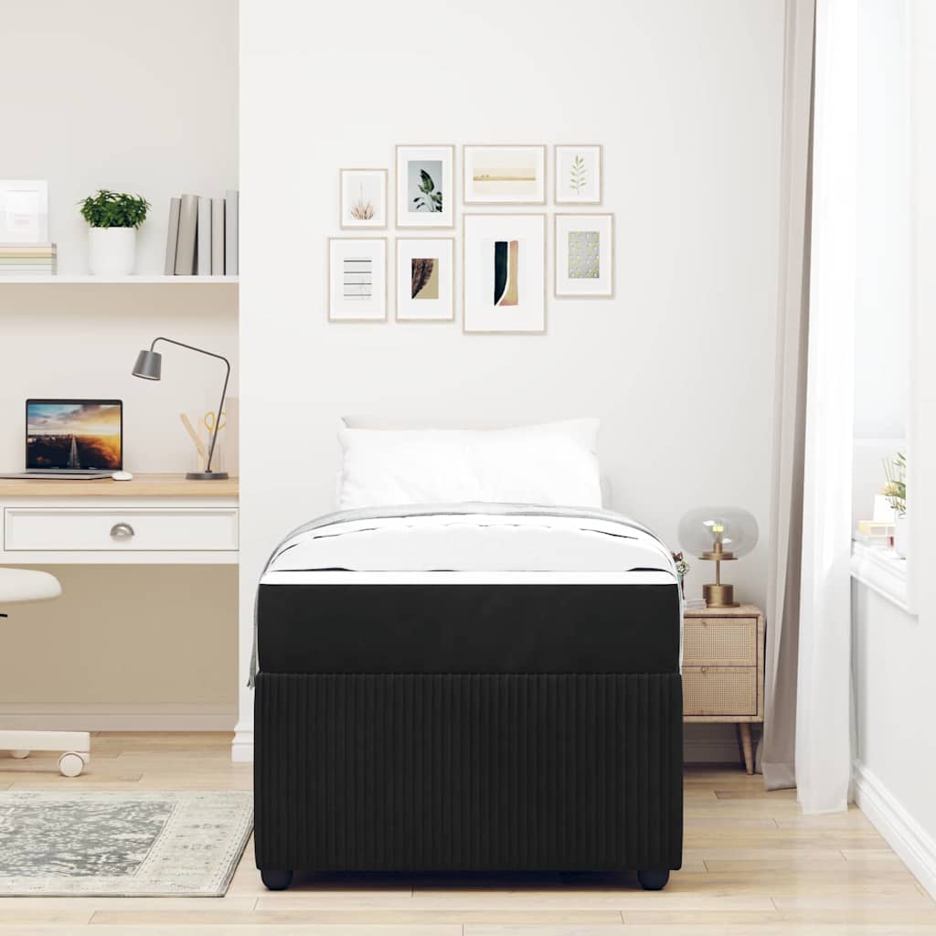 Bed Frame with Mattress Black 80 X 200 Cm Fabric