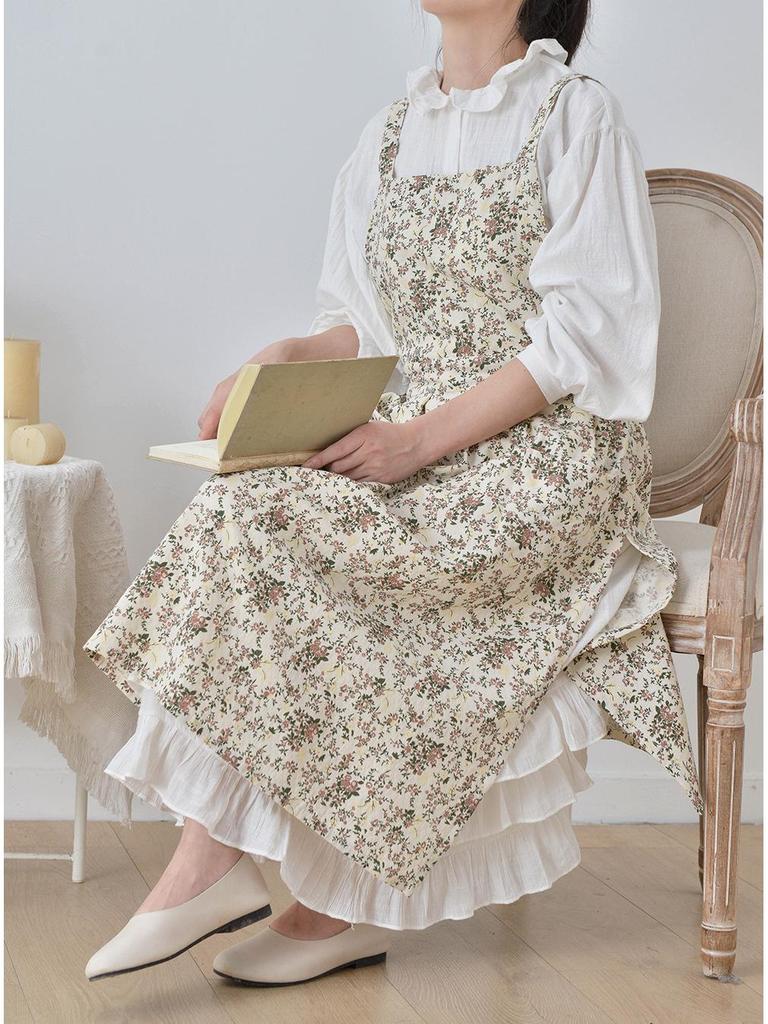Korean Style Adjustable Cotton Waterproof Printed Apron with Pocket