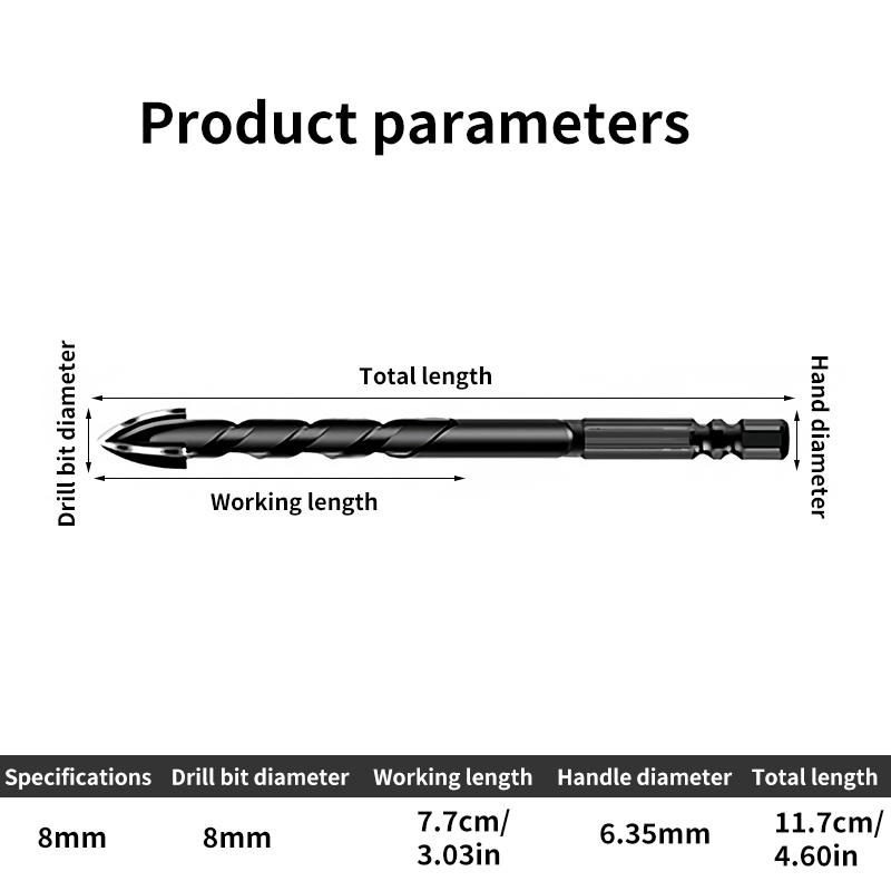 3-12mm Cross Hex Tile Drill Bit For Glass Concrete Ceramic Tile Hole Opener, Tungsten Carbide Hard Alloy Bits Set Tool
