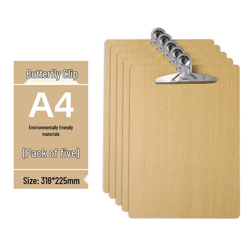 5 Wooden Clipboards Set: Includes 4 Clipboards with Pen Holders, 5 Writing Pads, and 16 File Boards for Restaurant Order Management